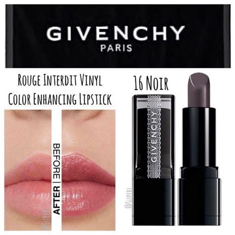 givenchy rouge interdit vinyl color enhancing lipstick 16 mini|Givenchy lipstick 16 noir revelateur.